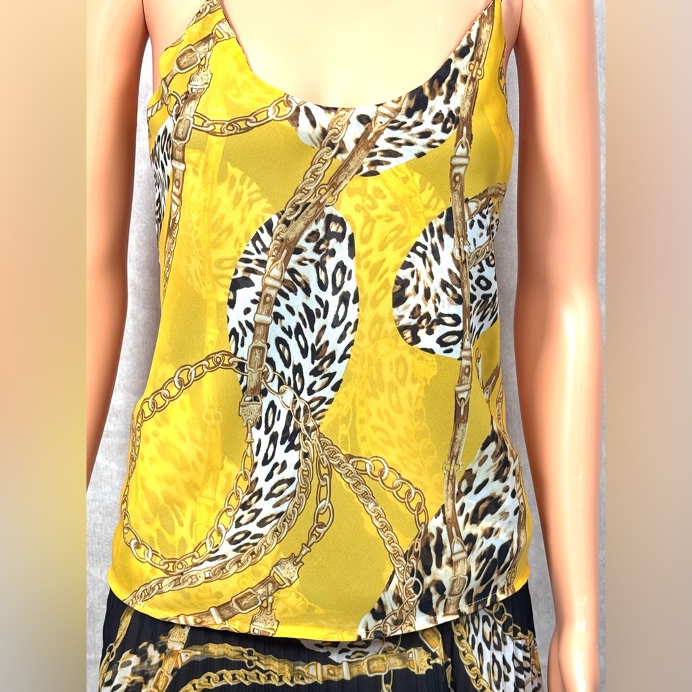 Gold and White Graphic Tank Top